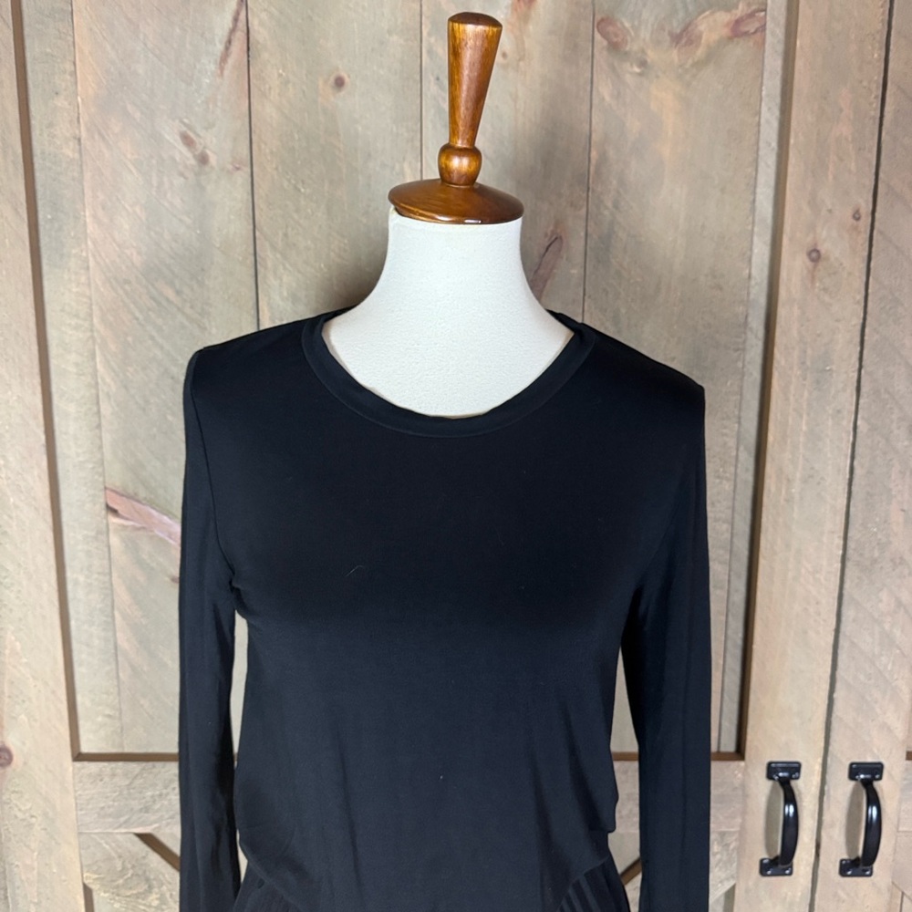 Simier Fariry black long sleeve jersey knit dress with drawstring waist Medium - Picture 5 of 13